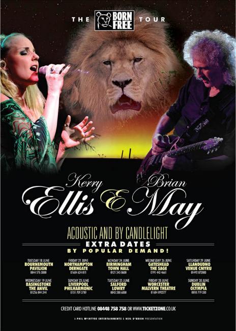 Brian May & Kerry Ellis 'Born Free' 2013 tour poster