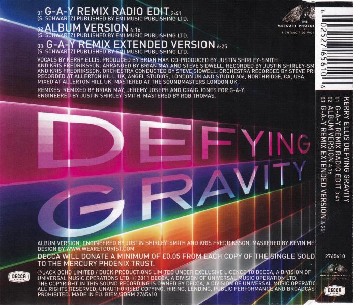 Kerry Ellis 'Defying Gravity' G-A-Y Remix CD back sleeve