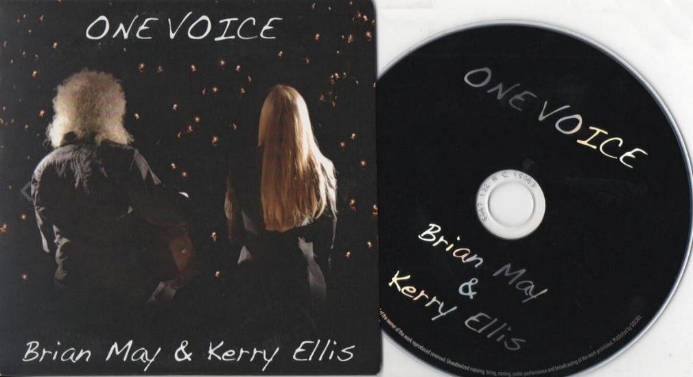 Brian May & Kerry Ellis 'One Voice' UK promo CD front sleeve and disc