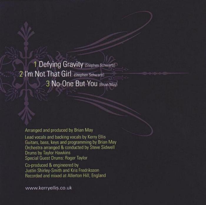Kerry Ellis 'Wicked In Rock' UK CD booklet back sleeve