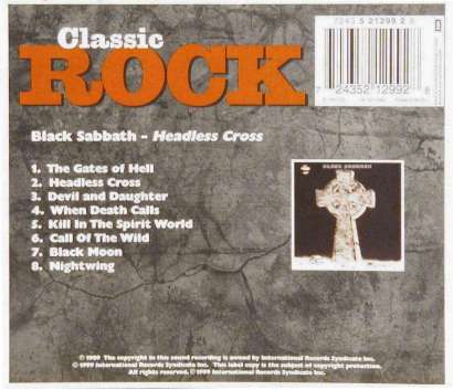 Black Sabbath 'Headless Cross' UK Classic Rock CD back sleeve