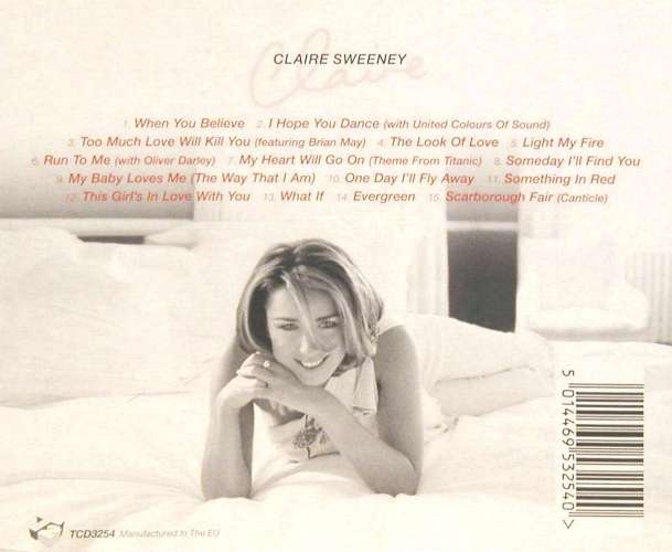 Claire Sweeney 'Claire' UK CD back sleeve