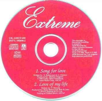 Extreme 'Song For Love' UK CD disc