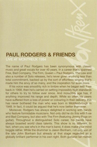Paul Rodgers 'Live At Montreux' UK DVD booklet front sleeve