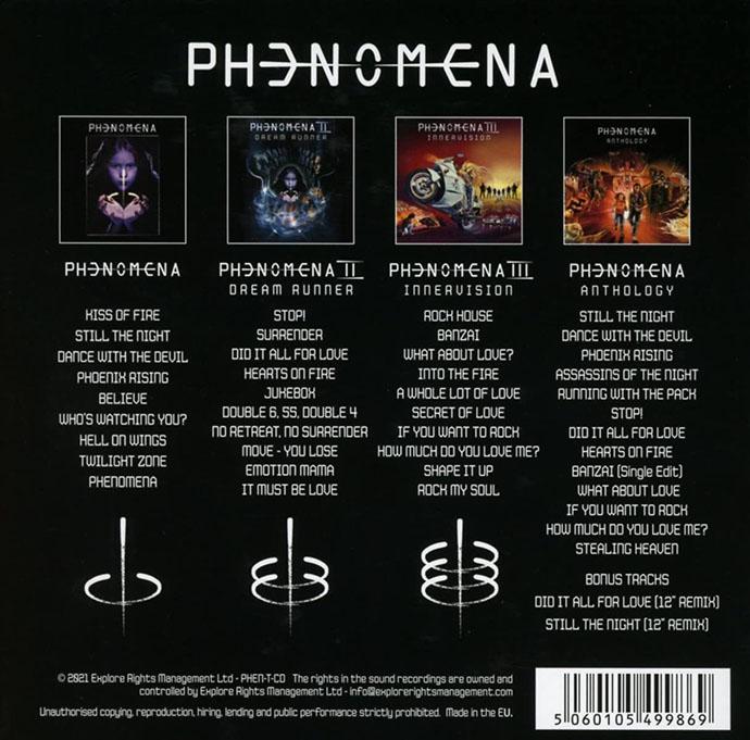 Phenomena 'Phenomena' UK CD boxed set back sleeve