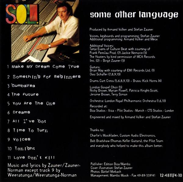 S.O.L 'Some Other Language' UK CD booklet back sleeve