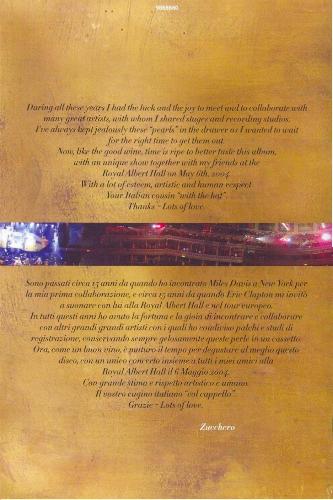 Zucchero 'Zucchero And Co Live At The Royal Albert Hall' UK DVD booklet back sleeve