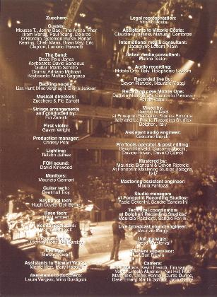 Zucchero 'Zucchero And Co Live At The Royal Albert Hall' UK DVD inner sleeve