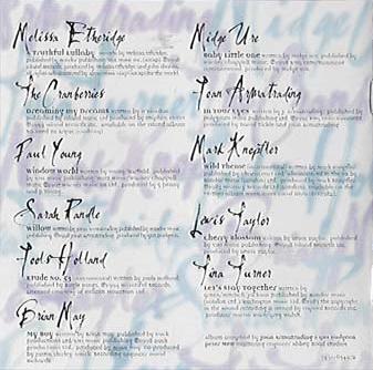 'Lullabies With A Difference' UK CD booklet back sleeve