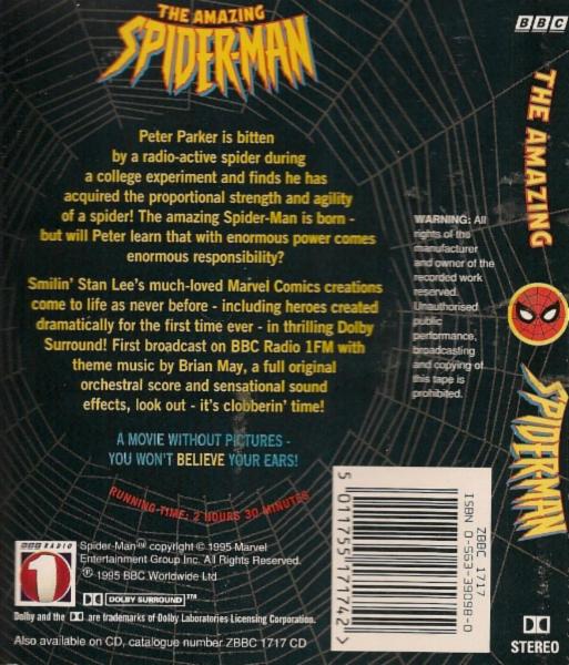 'The Amazing Spider-Man' UK cassette back sleeve