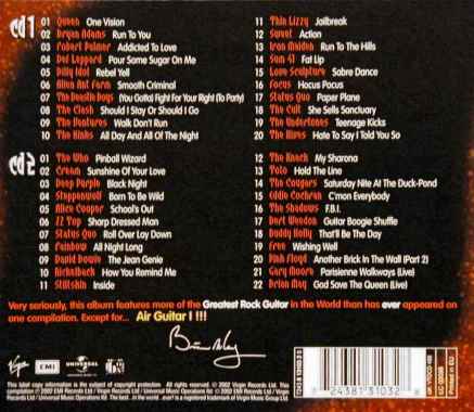 Various Artists 'The Best Air Guitar Album In The World II' UK CD back sleeve