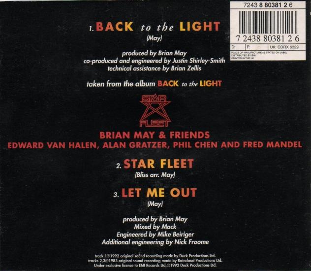 Brian May 'Back To The Light' UK CD1 back sleeve