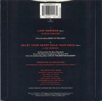 Brian May 'Last Horizon' UK 7" back sleeve