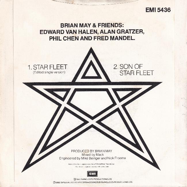 Brian May 'Starfleet' UK 7" back sleeve