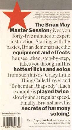 Brian May 'Brian May Master Session' UK VHS back sleeve