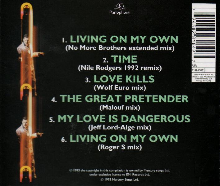 Freddie Mercury 'Remixes' Dutch CD back sleeve