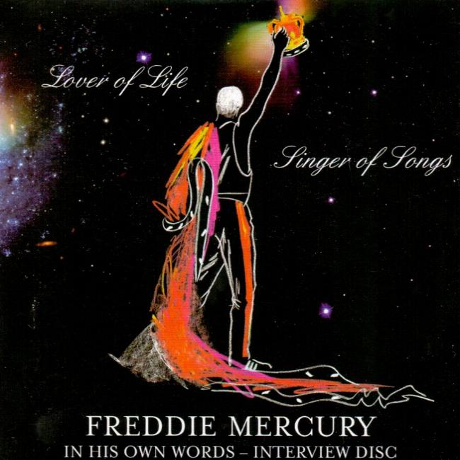 Freddie Mercury 'Lover Of Life, Singer Of Songs - In His Own Words' UK promo CD front sleeve
