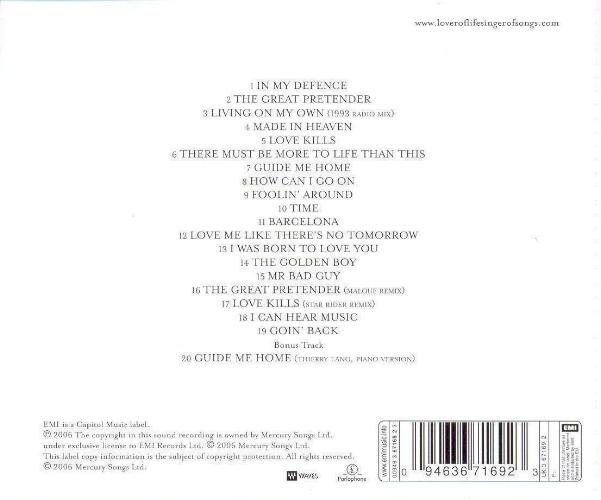 Freddie Mercury 'Lover Of Life, Singer Of Songs' UK single CD back sleeve