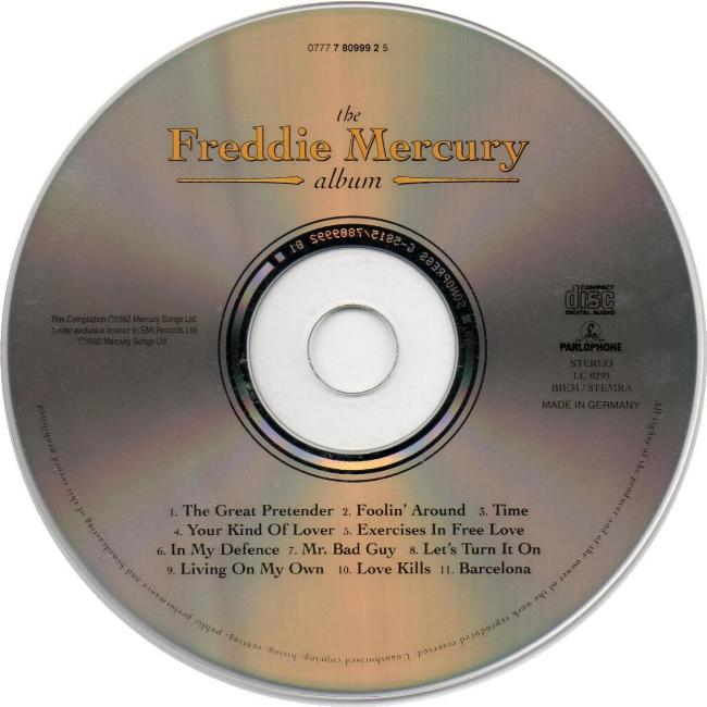 Freddie Mercury 'The Freddie Mercury Album' UK CD disc