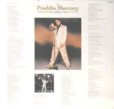 Freddie Mercury 'The Freddie Mercury Album' UK LP inner sleeve