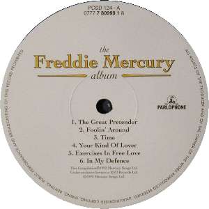 Freddie Mercury 'The Freddie Mercury Album' UK LP label