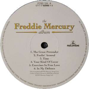 Freddie Mercury 'The Freddie Mercury Album' UK LP label