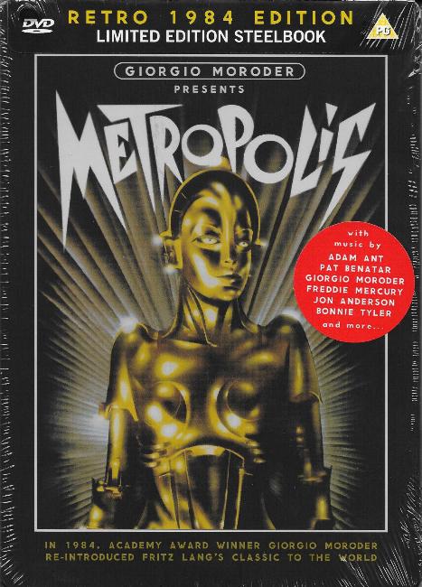 'Metropolis' UK DVD Steelbook stickered front sleeve