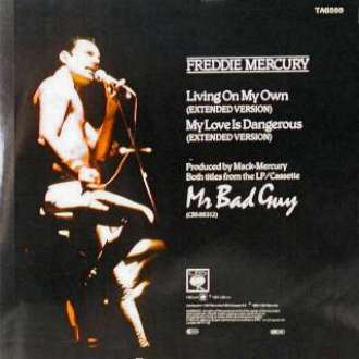 Freddie Mercury 'Living On My Own' UK 12" back sleeve