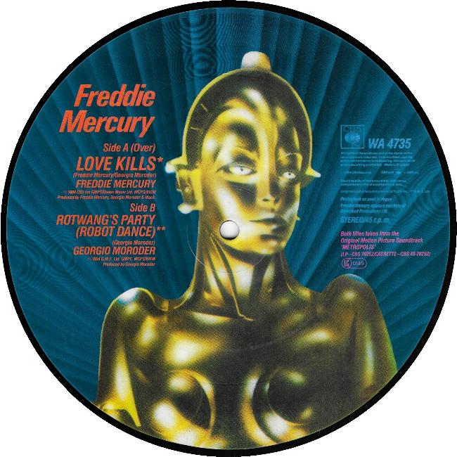 Freddie Mercury 'Love Kills' UK 7" picture disc