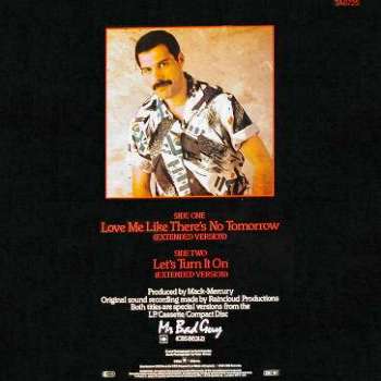 Freddie Mercury 'Love Me Like There's No Tomorrow' UK 12" back sleeve