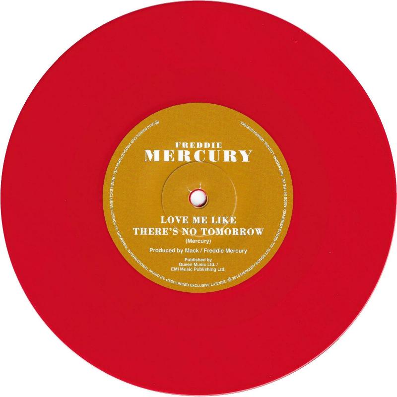 Freddie Mercury 'Love Me Like There's No Tomorrow' 2016 'Messenger Of The Gods' 7" coloured vinyl