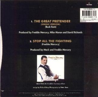 Freddie Mercury 'The Great Pretender' UK 7" back sleeve