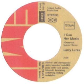 Larry Lurex 'I Can Hear Music' German 7" label