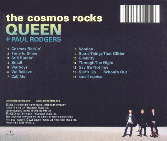 Queen + Paul Rodgers 'The Cosmos Rocks' UK CD back sleeve