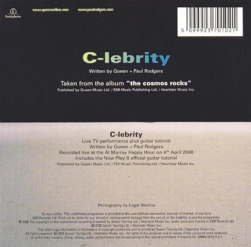 Queen + Paul Rodgers 'C-lebrity' UK CD back sleeve