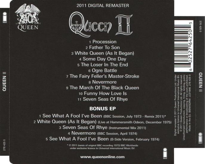 UK 2011 double CD back sleeve