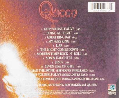 US 1991 CD back sleeve