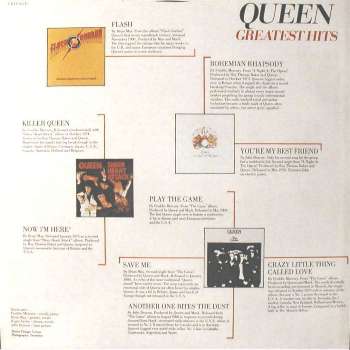 Queen 'Greatest Hits' UK LP inner sleeve