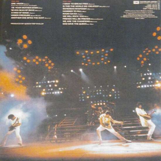 Queen 'Live Magic' UK LP back sleeve