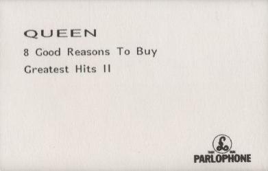 Queen 'Eight Good Reasons To Buy Greatest Hits II' UK cassette promo front sleeve