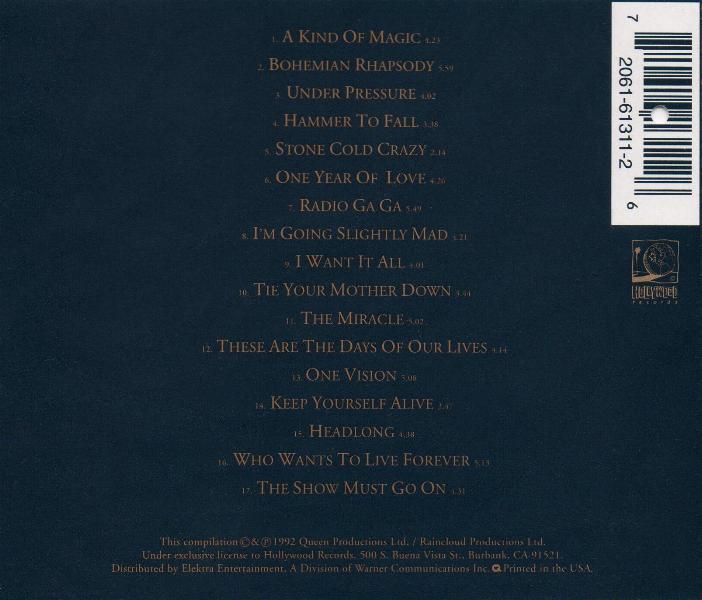 Queen 'Classic Queen' US CD back sleeve