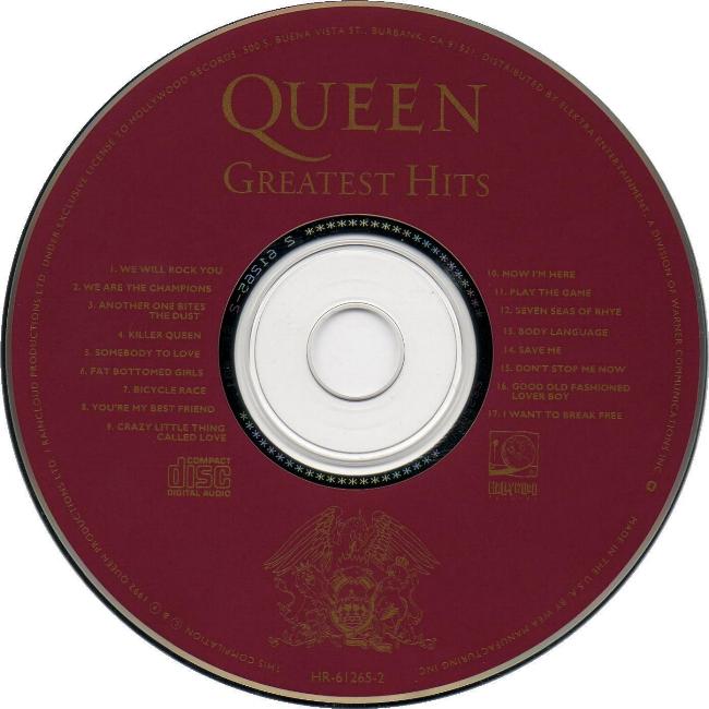 Queen 'Greatest Hits' US 1992 CD disc