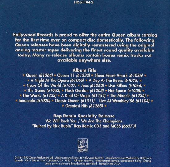 USA CD booklet back sleeve