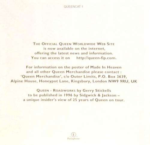 'The Catalogue' insert back sleeve