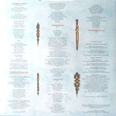Queen 'Made In Heaven' UK LP inner sleeve