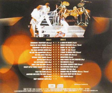 Queen 'Greatest Karaoke Hits' Japanese CD back sleeve