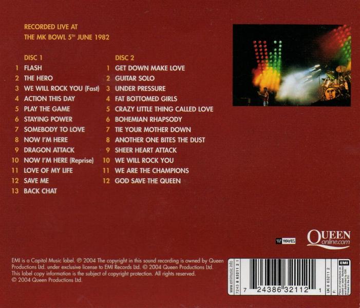 Queen 'Queen On Fire - Live At The Bowl' UK CD back sleeve