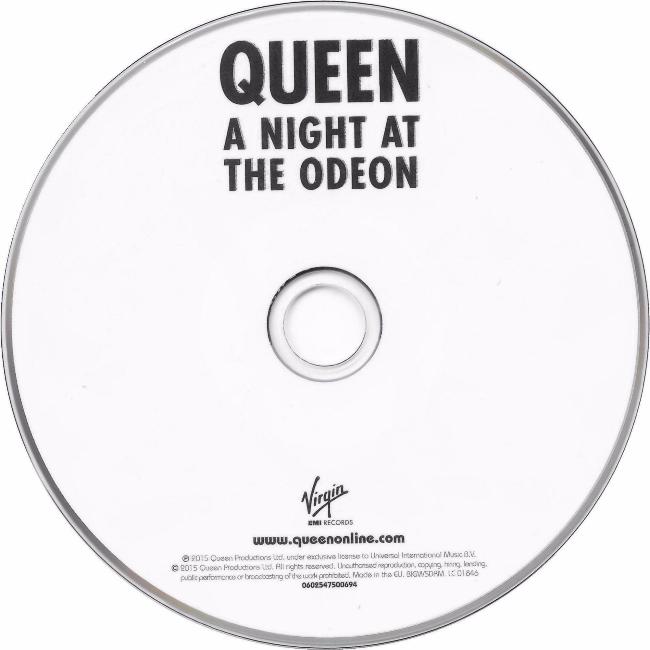 Queen 'A Night At The Odeon' UK CD disc