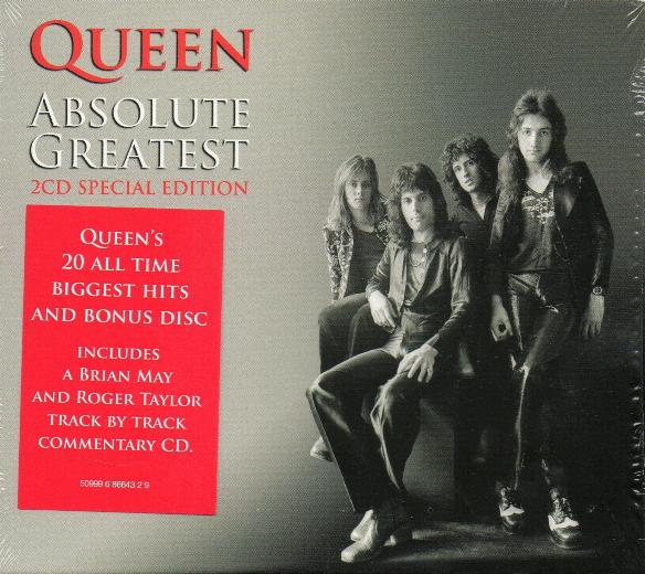 Queen 'Absolute Greatest' UK double CD slipcase front sleeve with sticker