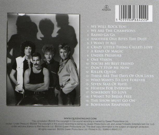 Queen 'Absolute Greatest' UK single CD back sleeve